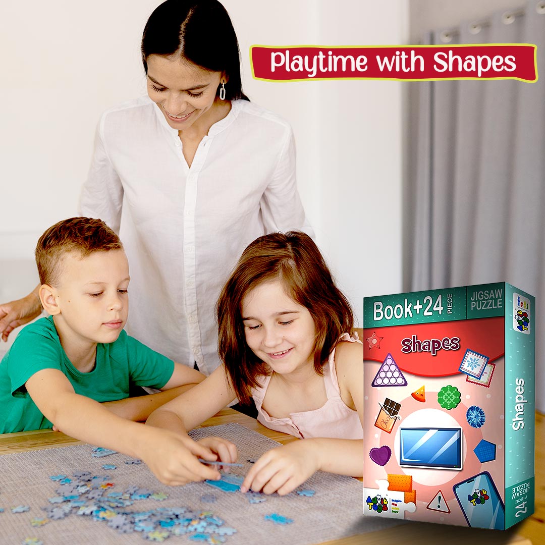 Advit Toys Shapes Jigsaw Puzzle Triangle Rectangle Square | Learning and Educational Toys and Games | Jigsaw Puzzles for Kids Toddlers 2+ Years (24 Piece + Book Inside)