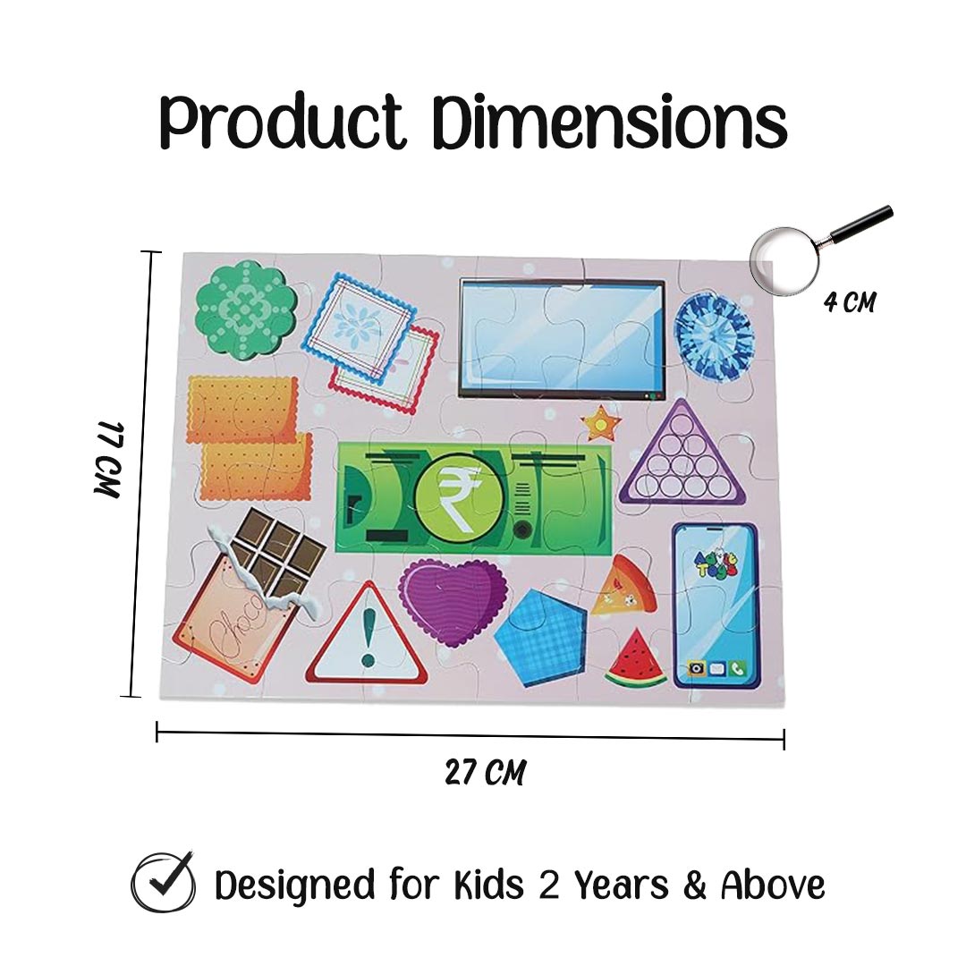 Advit Toys Shapes Jigsaw Puzzle Triangle Rectangle Square | Learning and Educational Toys and Games | Jigsaw Puzzles for Kids Toddlers 2+ Years (24 Piece + Book Inside)