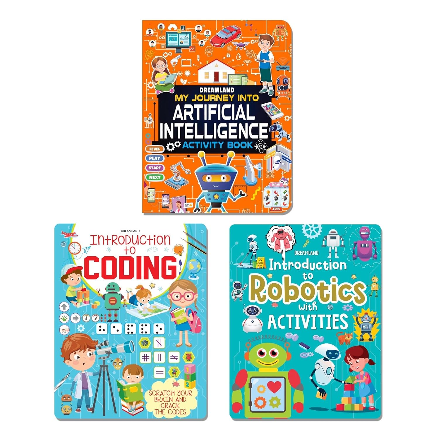 DIGITAL DISCOVERY BOOKS PACK-- A SET OF 3 BOOKS - ARTIFICIAL INTELLIGENCE, ROBOTICS AND CODING |  WITH FUN FACTS AND ACTIVITIES FOR KIDS AGE 6- 14 YEARS