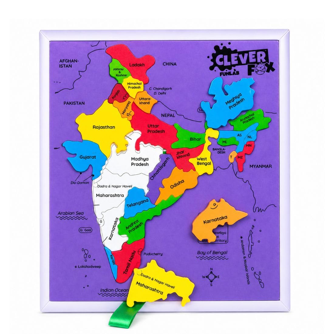 CLEVER FOX FUNLAB PUZZLE MY INDIA – INDIA MAP PUZZLES FOR KIDS AGES 4-9 YEARS | GIFT FOR 4, 5, 6, 7, 8, 9 YEAR OLD BOYS & GIRLS