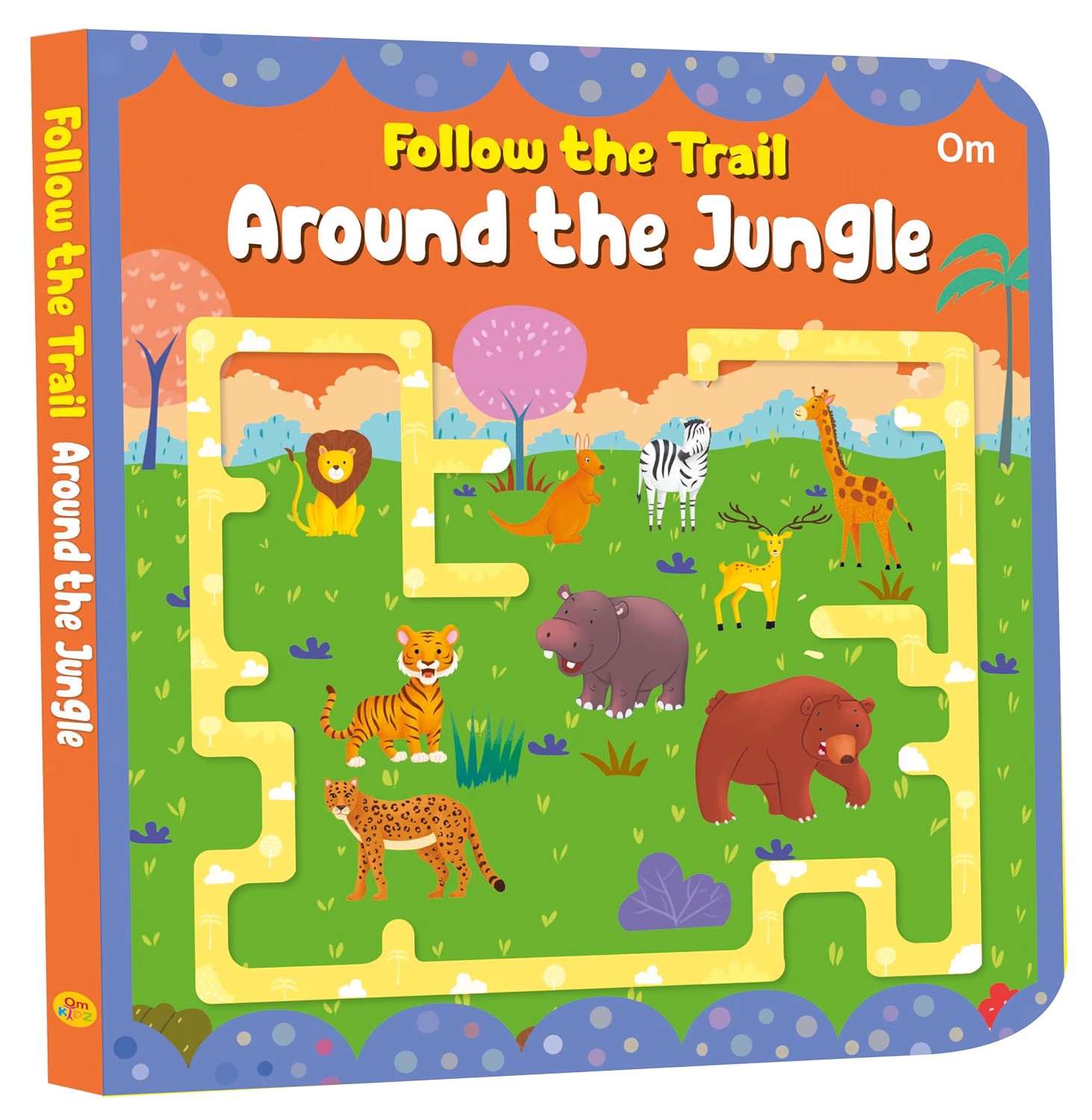 BOARD BOOK: FOLLOW THE TRAIL AROUND THE JUNGLE- ACTIVITY BOOK FOR CHILDREN AGE 3-5 YEARS