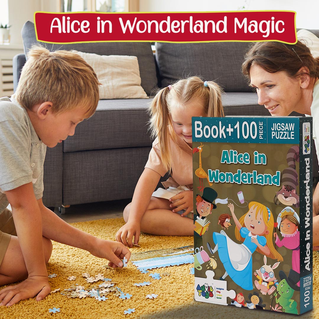 Advit Toys Alice in Wonderland - Jigsaw Puzzle | Jigsaw Puzzles for Kids Age 5 Years and Above Multicolour | Educational Gift Ideas for Kids (100 Piece + Educational Fun Fact Book Inside)