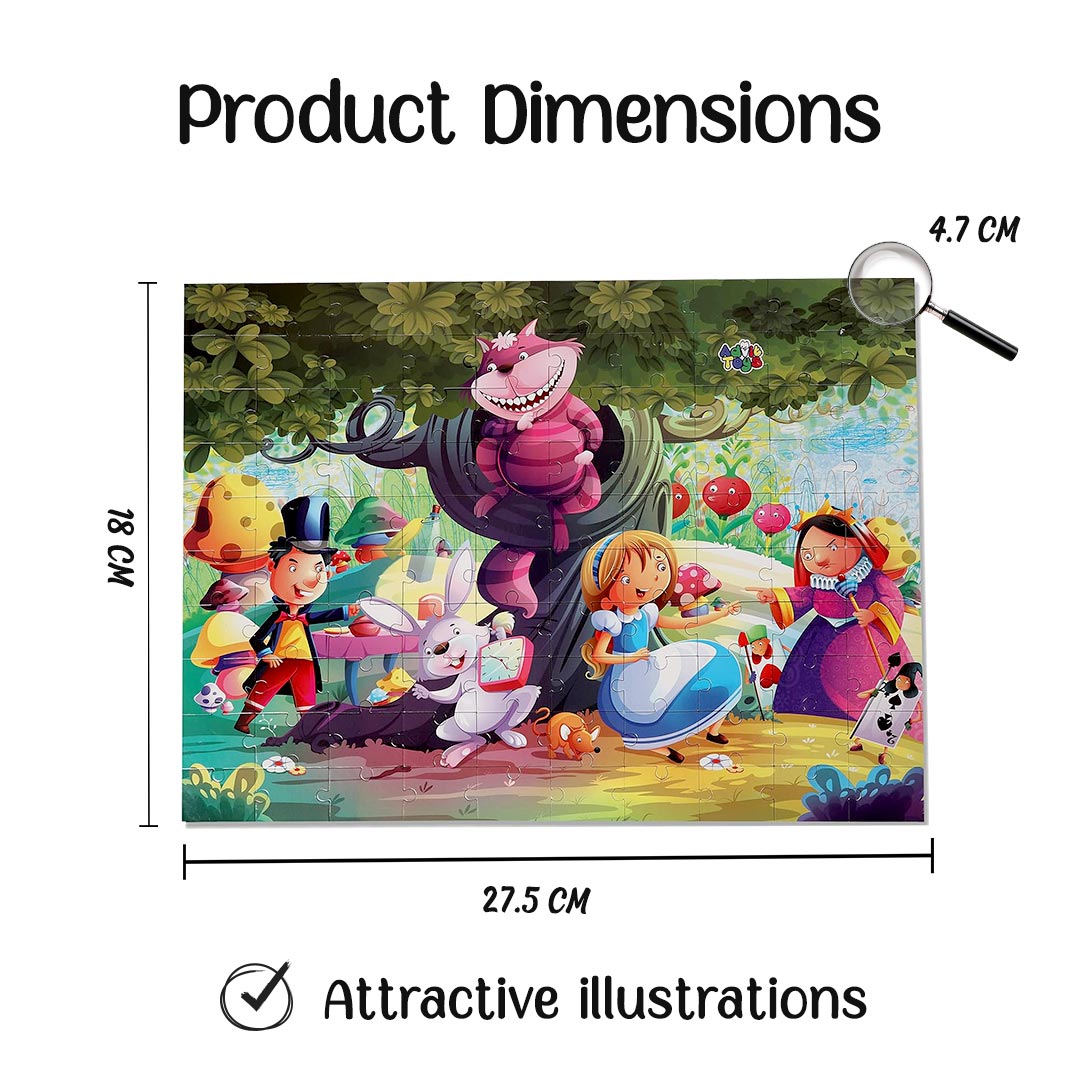 Advit Toys Alice in Wonderland - Jigsaw Puzzle | Jigsaw Puzzles for Kids Age 5 Years and Above Multicolour | Educational Gift Ideas for Kids (100 Piece + Educational Fun Fact Book Inside)
