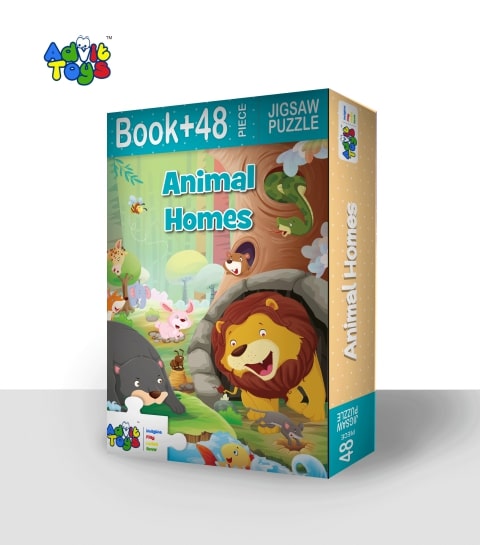 Advit Toys Animal Homes- Jigsaw Puzzle | Learning and Educational Toys and Games | Educational Puzzle Game (48 Piece + Educational Fun Fact Book Inside)