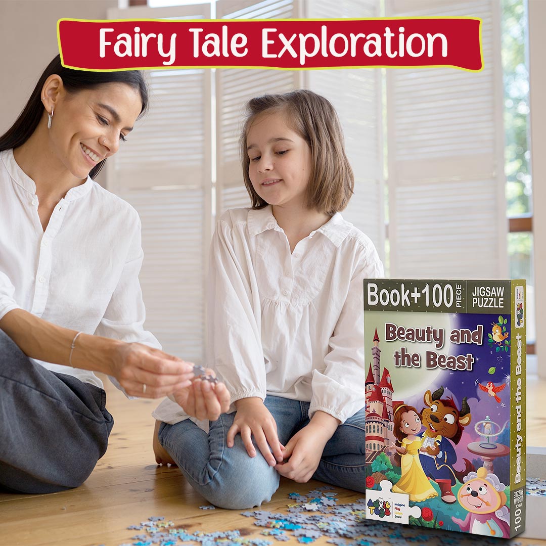 Advit Toys Beauty and The Beast- Jigsaw Puzzle | Birthday Gift for Children, Return Gift | Jigsaw Puzzles for Kids Toddlers 2+ Years(100 Piece + Educational Fun Fact Book Inside)