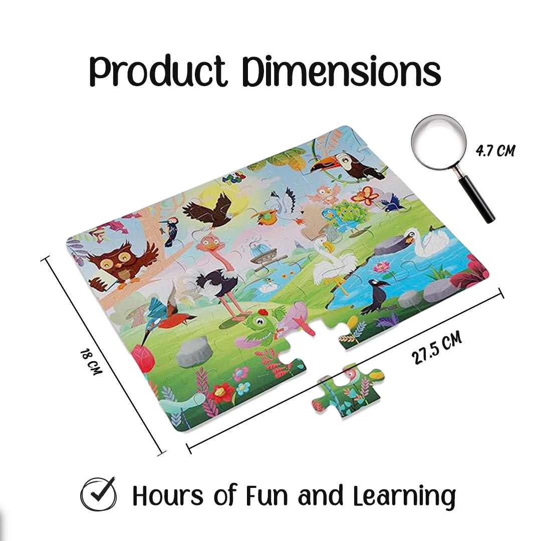 Advit Toys - Birds Jigsaw Puzzle | Fun and Challenging Having Realistic Illustrations | Birthday Gifts Ideas for Kids (48 Piece + Educational Fun Fact Book Inside)