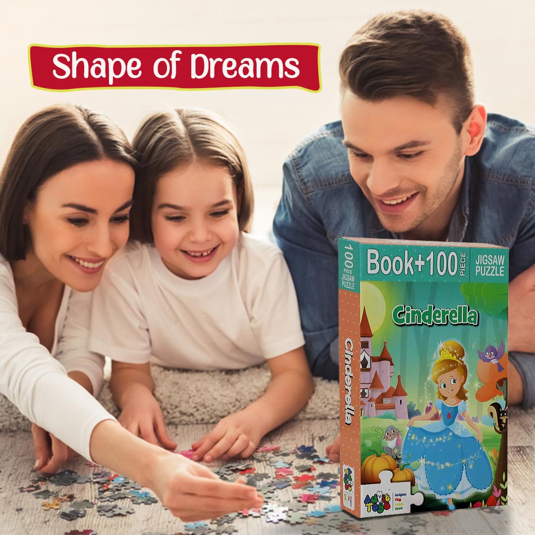 Advit Toys Cinderella - Jigsaw Puzzle | Jigsaw Puzzles for Kids | Best Gift for Baby Boys and Girls(100 Piece + Educational Fun Fact Book Inside)