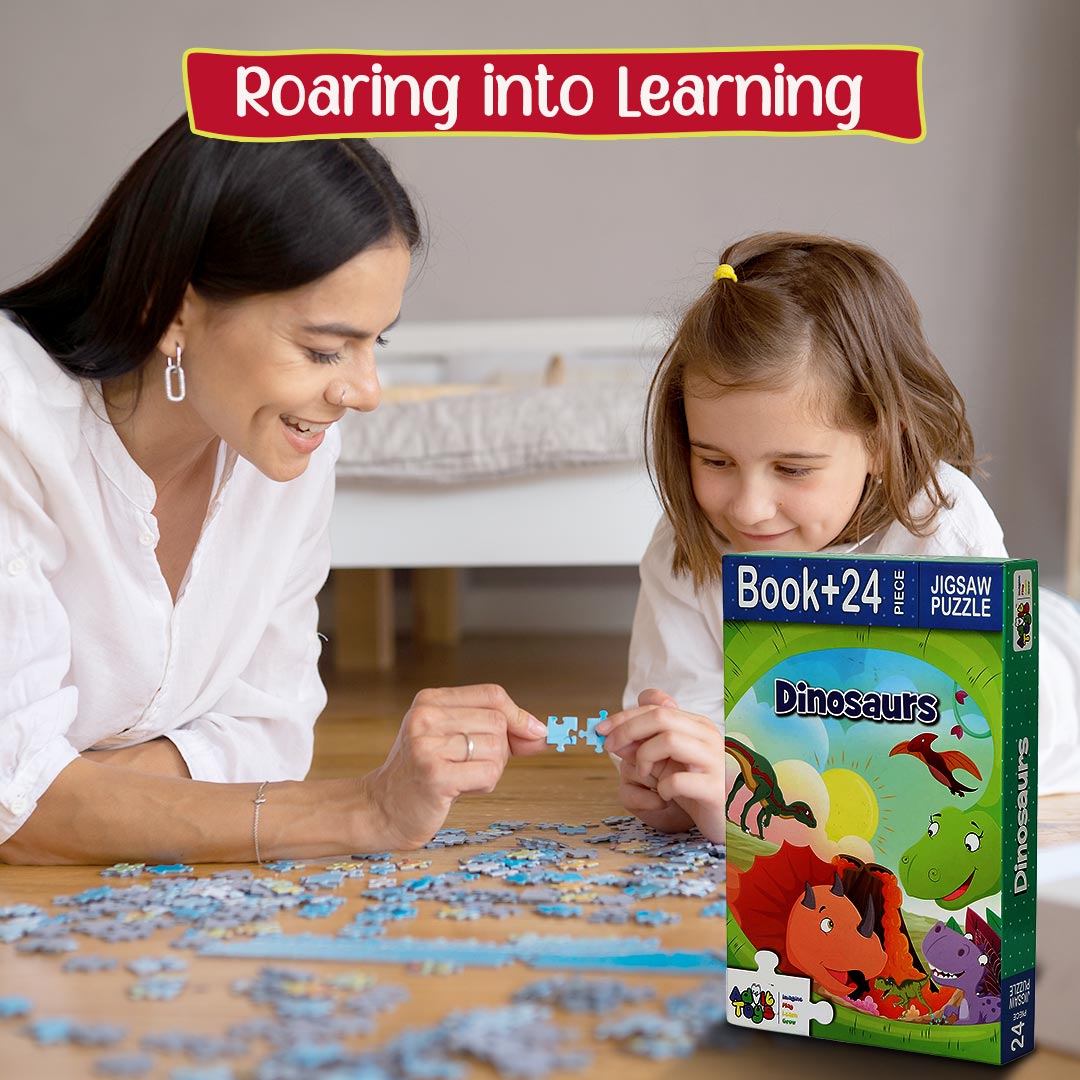 Advit Toys - Dinosaurs Jigsaw Puzzle | Jigsaw Puzzles for Kids Toddlers 2+ Years | Birthday Gift for Kids Age 2-5(24 Piece + Educational Fun Fact Book Inside)