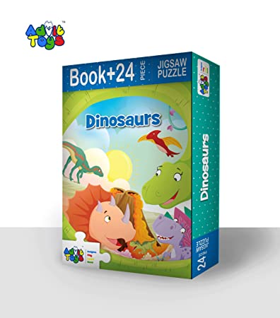 Advit Toys - Dinosaurs Jigsaw Puzzle | Jigsaw Puzzles for Kids Toddlers 2+ Years | Birthday Gift for Kids Age 2-5(24 Piece + Educational Fun Fact Book Inside)