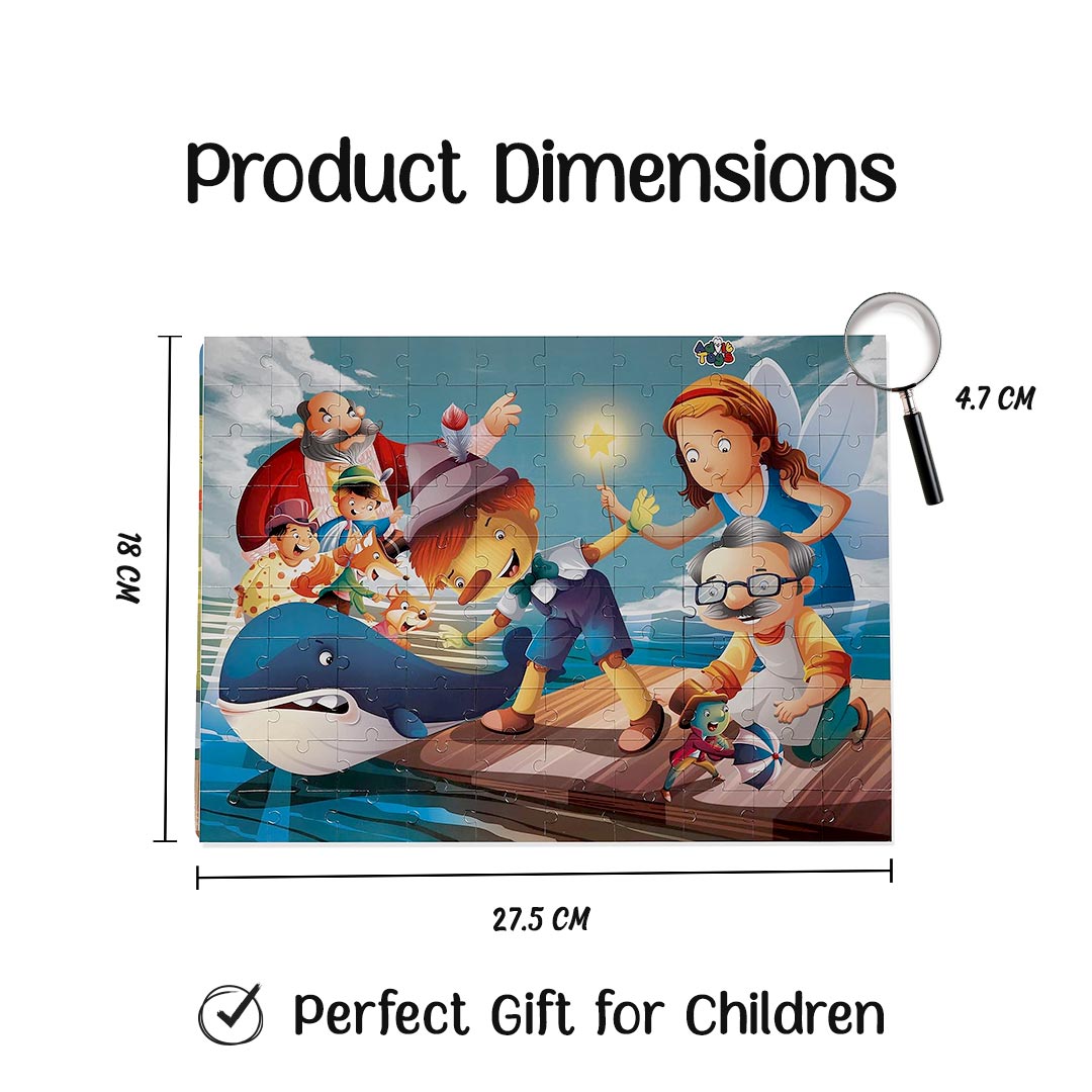 Advit Toys Pinocchio - Jigsaw Puzzle | Best Gift for Baby Boys and Girls | Jigsaw Puzzles for Kids(100 Piece + Educational Fun Fact Book Inside)