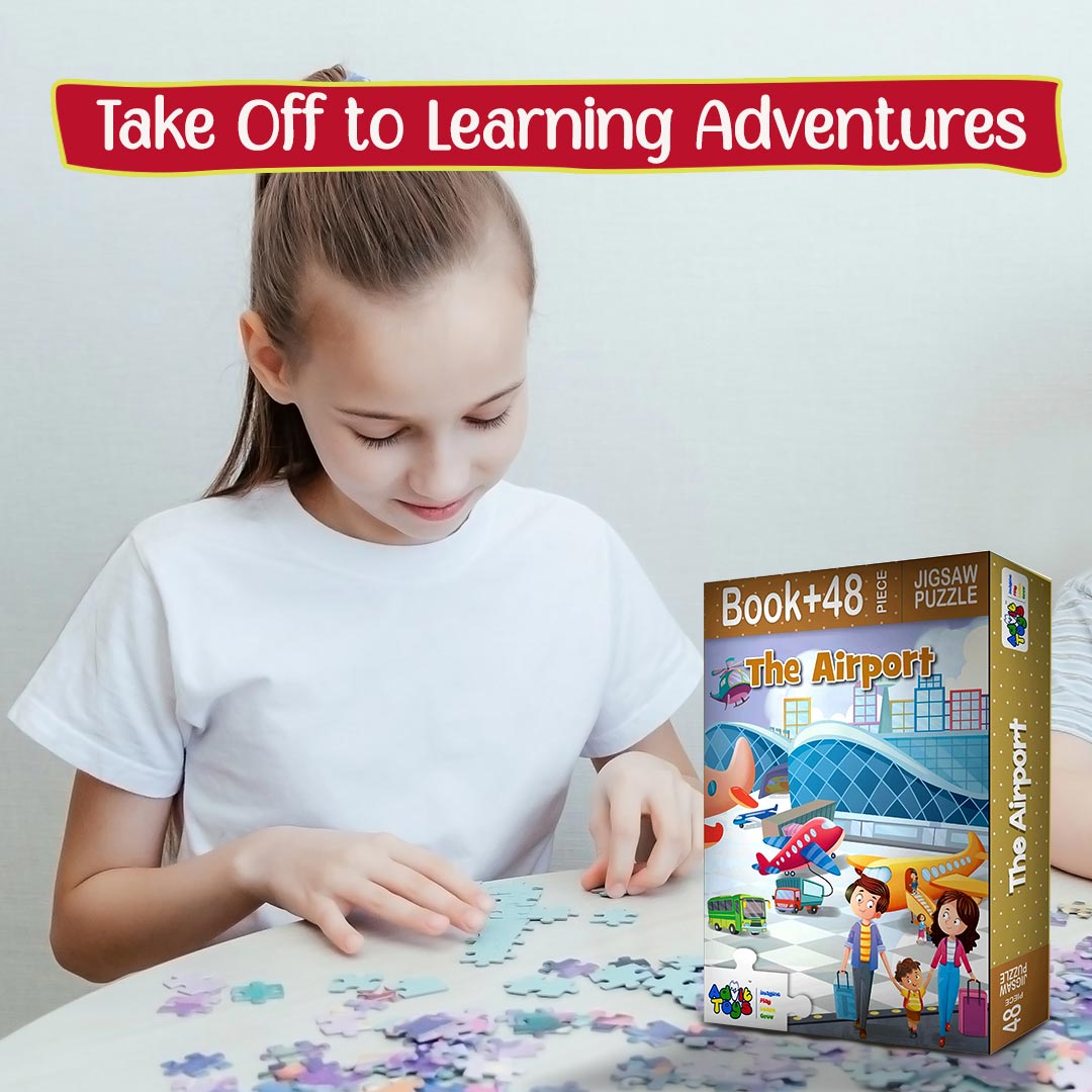 Advit Toys - The Airport Jigsaw Puzzle | Educational Puzzle Game | Best Gift for Baby Boys and Girls(48 Piece + Educational Fun Fact Book Inside)