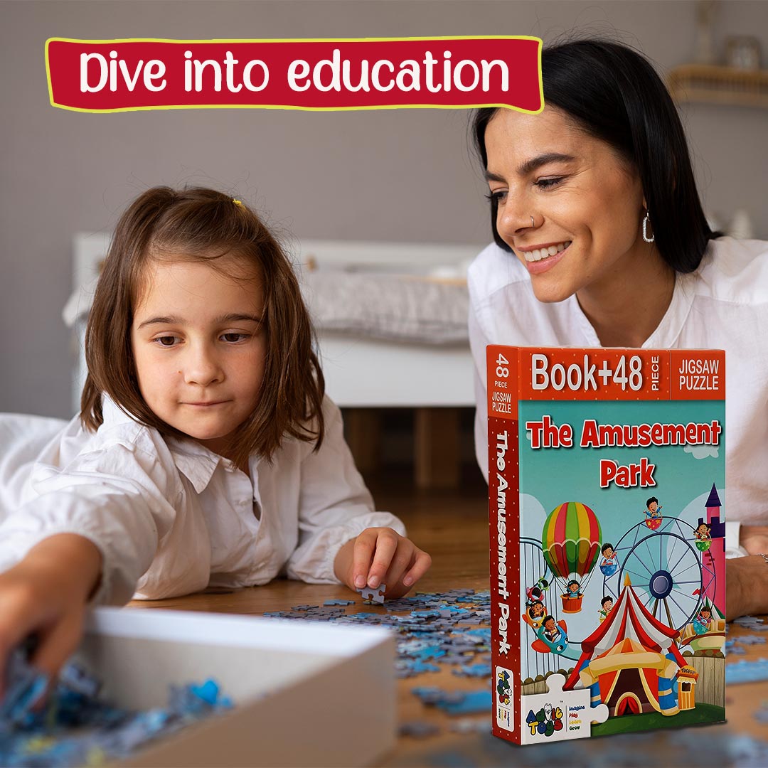 Advit Toys - The Amusement Park Jigsaw Puzzle | Educational Toy For 3+ Year Age | Birthday Gifts Ideas for Kids(48 Piece + Educational Fun Fact Book Inside)