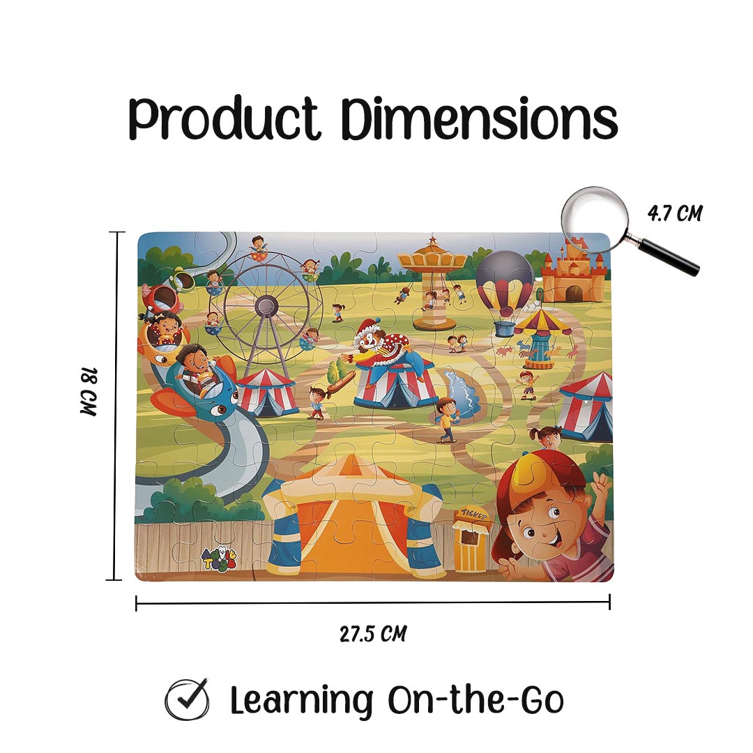 Advit Toys - The Amusement Park Jigsaw Puzzle | Educational Toy For 3+ Year Age | Birthday Gifts Ideas for Kids(48 Piece + Educational Fun Fact Book Inside)
