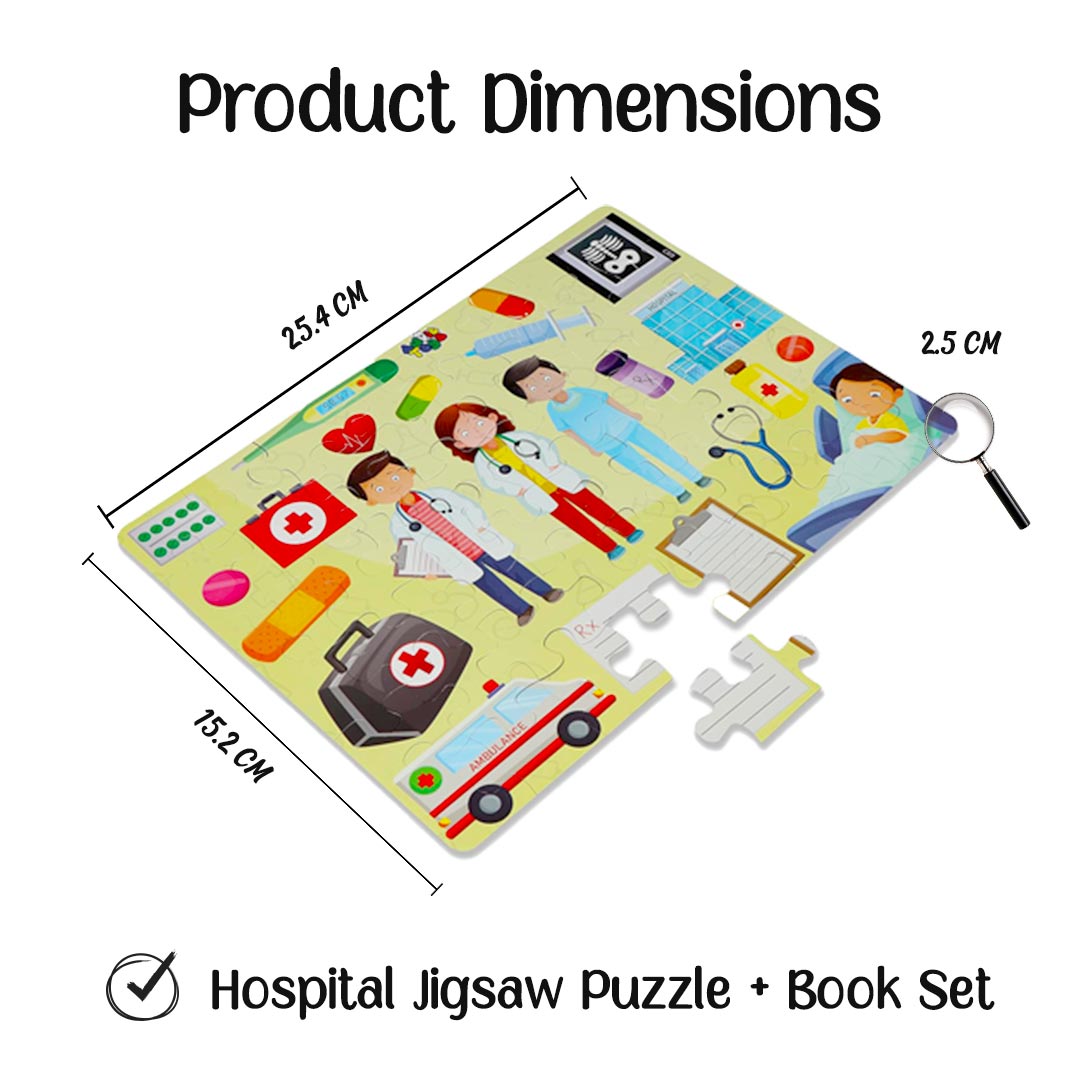 Advit Toys The Hospital Jigsaw Puzzle for Kids 4 -5  Years Brain Boost to Solve The Puzzle | Best Gift for Baby Boys and Girls- (48 Piece + 24 Page Book)