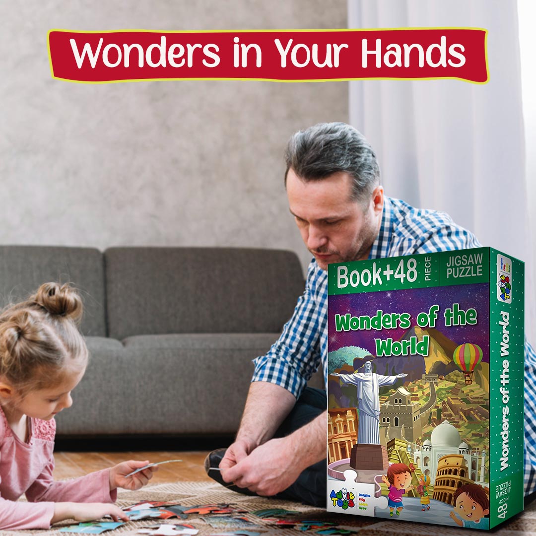 Advit Toys - Wonders of The World Jigsaw Puzzle | Jigsaw Puzzle for 2 3 4 Years Old Boys and Girls | Birthday Gifts Ideas for Kids  (48 Piece + Educational Fun Fact Book Inside)