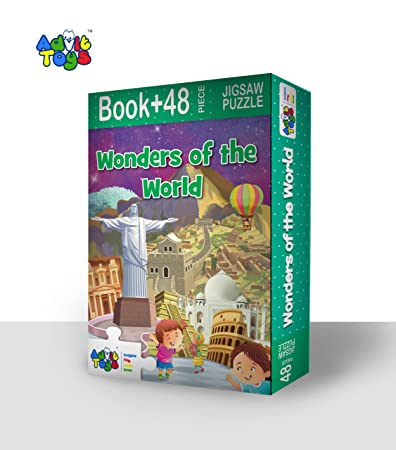 Advit Toys - Wonders of The World Jigsaw Puzzle | Jigsaw Puzzle for 2 3 4 Years Old Boys and Girls | Birthday Gifts Ideas for Kids  (48 Piece + Educational Fun Fact Book Inside)