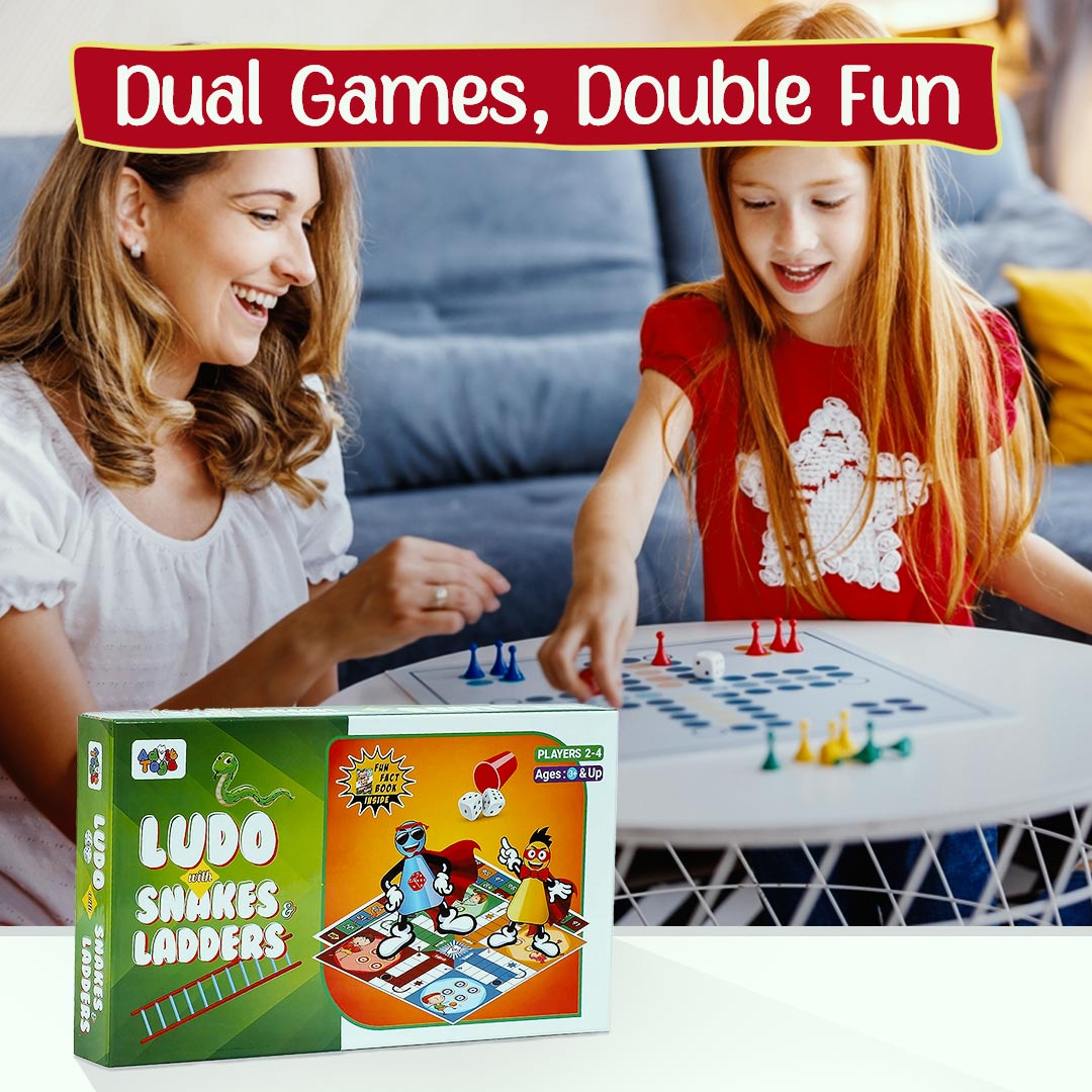 Advit Toys Ludo with Snakes & Ladders 2 in 1 Games for Childrens | Birthday Gift for Children Age 5 Years and Above Multicolour