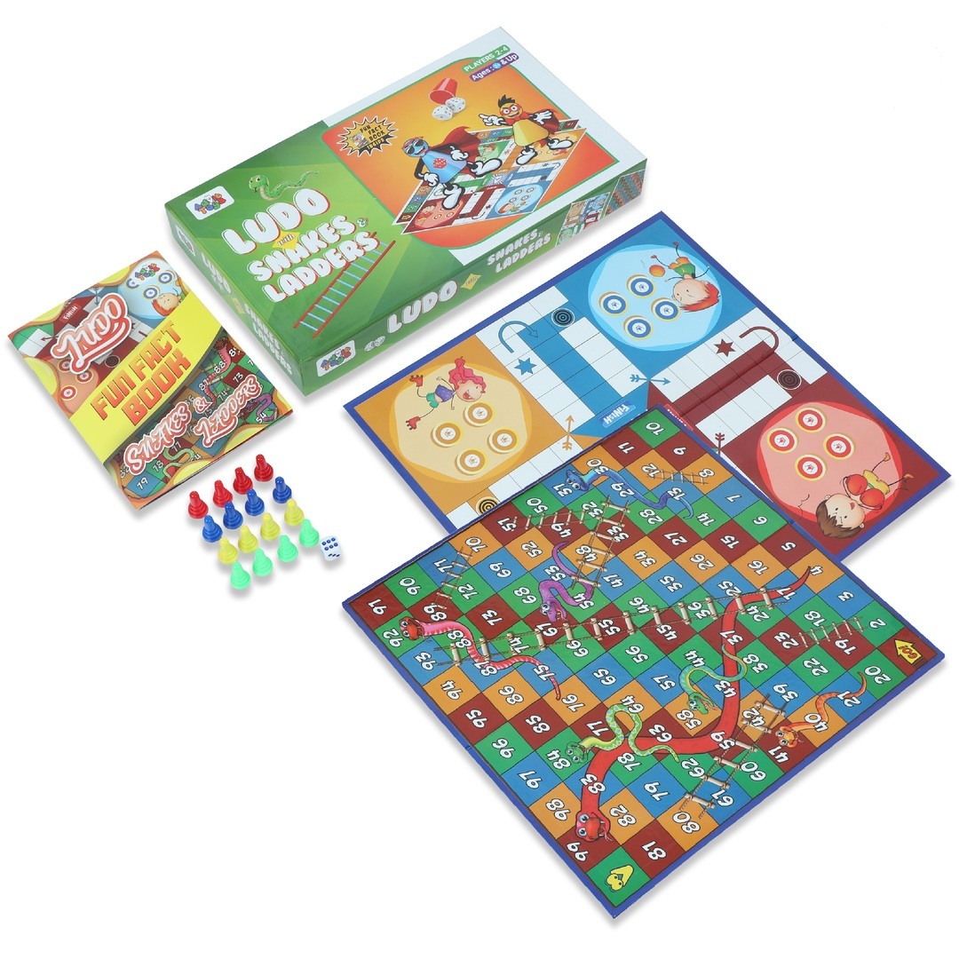 Advit Toys Ludo with Snakes & Ladders 2 in 1 Games for Childrens | Birthday Gift for Children Age 5 Years and Above Multicolour