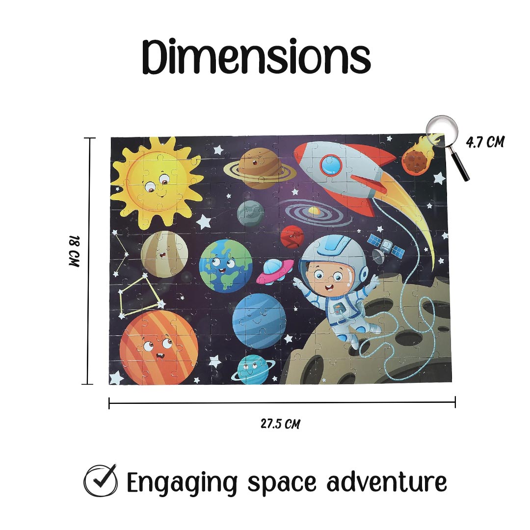 Advit Toys Educational Space Jigsaw Puzzle Game for Kids, Girls & Boys Fun and Learn | Educational Puzzle Game | Learning and Educational Toys and Games (100 Piece + Book Inside)
