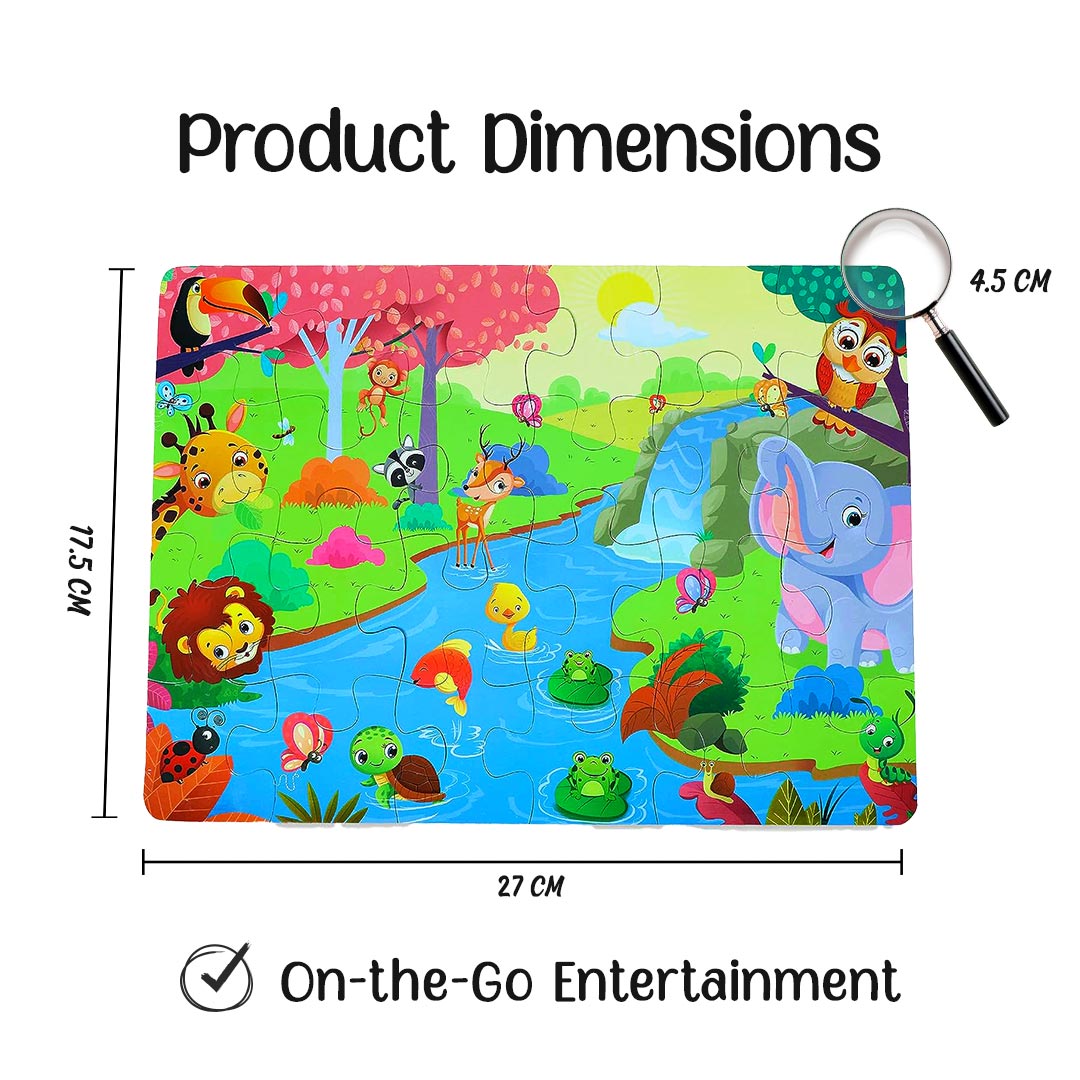 Advit toys Wild Animals Jigsaw Puzzle Game for Kids Age 3 to 5 Years | Educational Puzzle Games for Focus, Memory, Mental Boost (24 Piece + Book)
