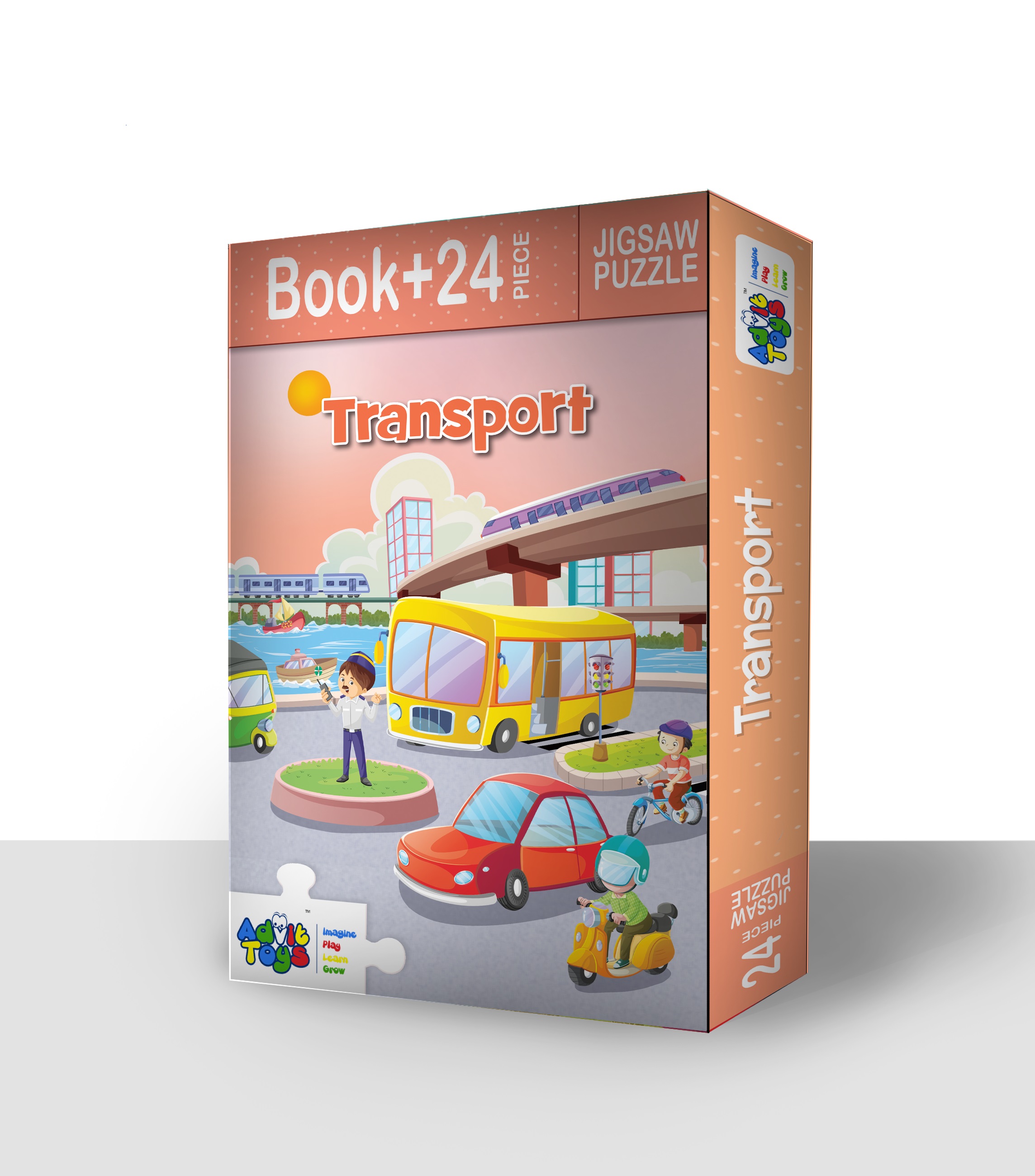 TRANSPORT  - JIGSAW PUZZLE ( 24 PIECE + BOOK INSIDE)