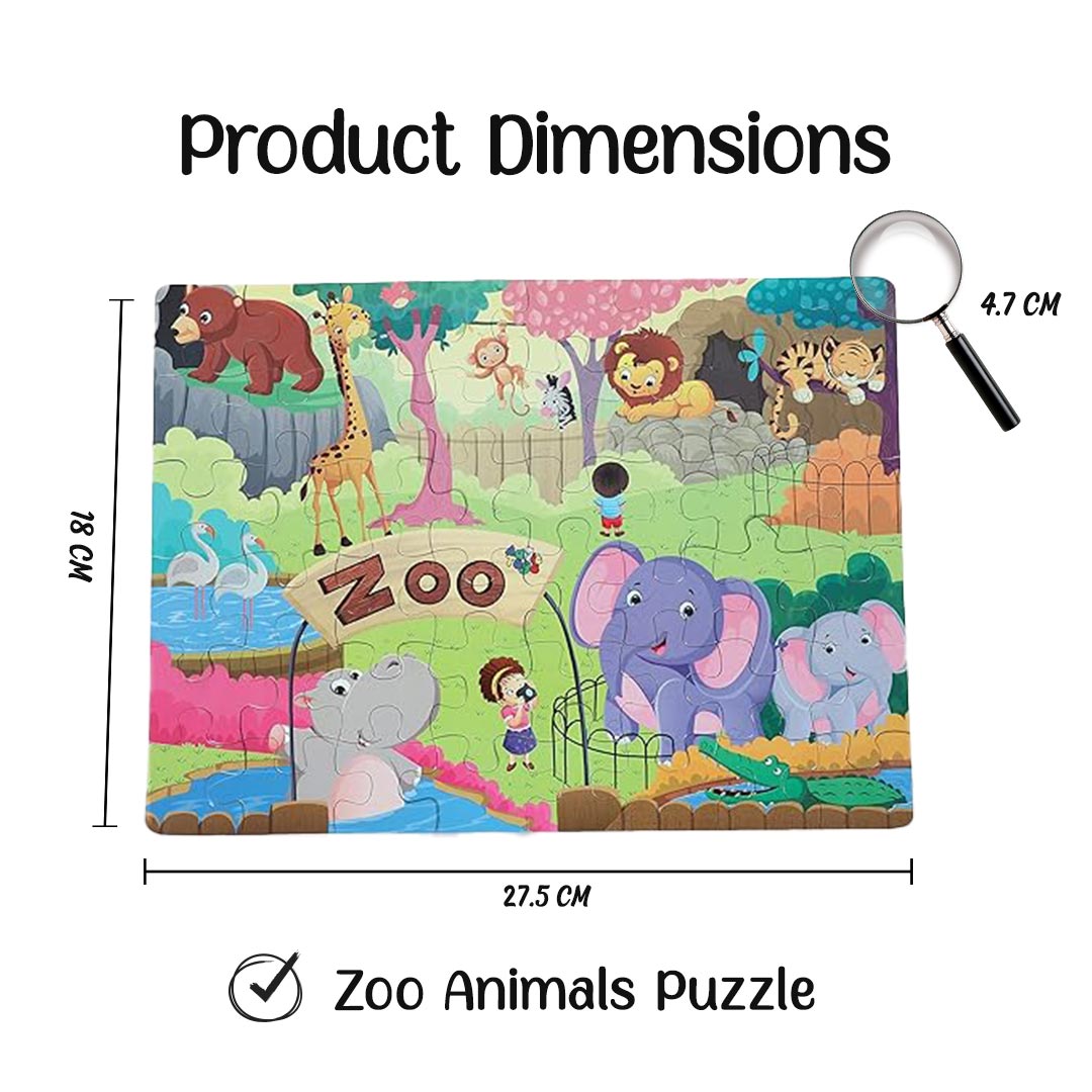 Advit Toys Educational Zoo Animal Jigsaw Puzzle | Birthday Gift Ideas |  Play and learn with Educational & Construction Activity Game for Kids | Best Gift for Baby Boys and Girls(48 Piece + Book)