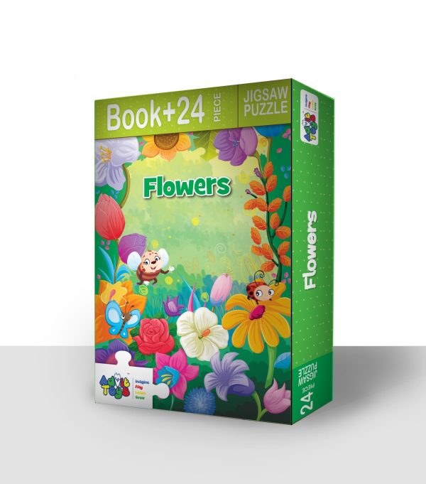 Advit Toys Educational Flowers Jigsaw Puzzle for Kids to Enhance Their Knowledge Flowers - Jigsaw Puzzle for Kids Toddlers 2+ Years| Best Gift for Baby Boys and Girls (24 Piece + Fun Fact Book Inside)