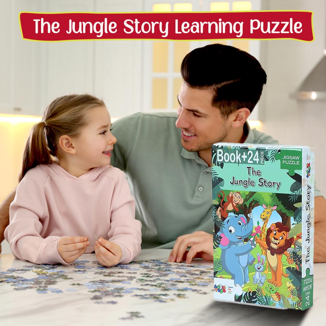 Advit Toys The Jungle Story - Jigsaw Puzzle | Learning and Educational Toys and Games | Birthday Gift for Children, Return Gift (24 Piece + Fun Fact Book Inside)