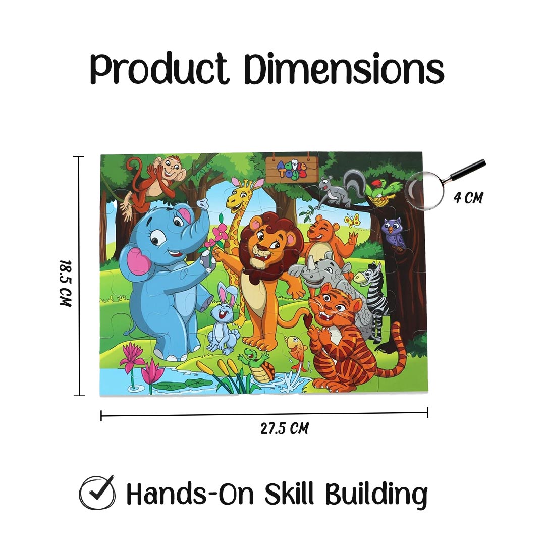 Advit Toys The Jungle Story - Jigsaw Puzzle | Learning and Educational Toys and Games | Birthday Gift for Children, Return Gift (24 Piece + Fun Fact Book Inside)