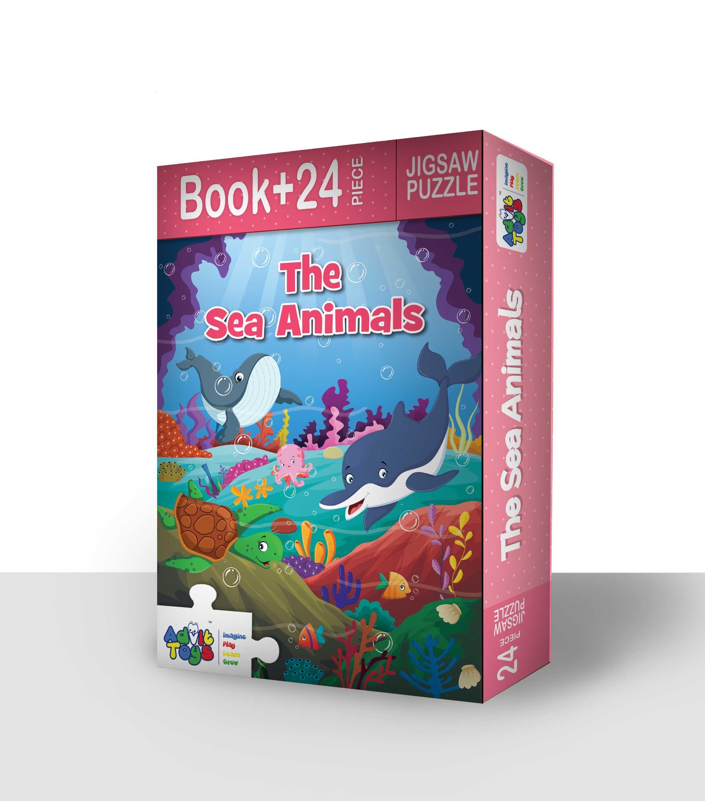 The Sea Animals  - Jigsaw Puzzle (24 Piece + Educational Fun Fact Book Inside)