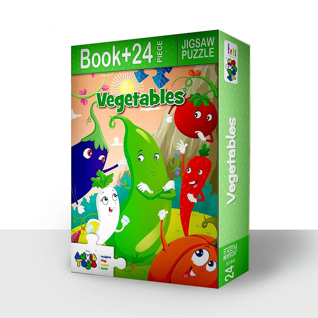 Advit Toys Vegetables Jigsaw Puzzle for Kids Boys and Girls | Best Gift for Baby Boys and Girls | Jigsaw Puzzles for Kids Toddlers 2+ Years (24 Piece + Book Inside)