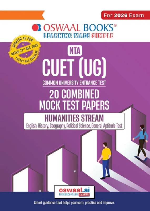 NTA CUET (UG) 20 COMBINED MOCK TEST PAPERS | HUMANITIES STREAM (ENGLISH, HISTORY, GEOGRAPHY, POLITICAL SCIENCE, GENERAL APTITUDE TEST) FOR 2026 EXAM | WITH NEW SYLLABUS & PATTERN RELEASED ON 27 DECEMBER 2025