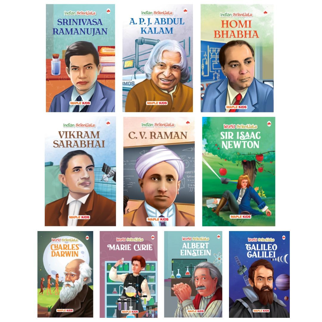 STORY BOOKS FOR KIDS (SET OF 10 BOOKS) (ILLUSTRATED) - WORLD & INDIAN SCIENTISTS - BIOGRAPHIES FOR CHILDREN
