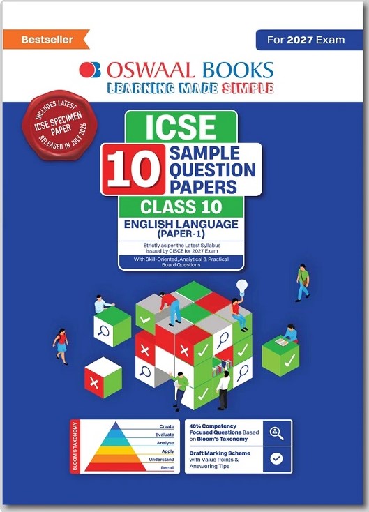 ICSE | 10 SAMPLE QUESTION PAPERS | CLASS 10 | ENGLISH PAPER-1 (LANGUAGE) (FOR 2027 EXAM) | INCLUDES – BOARD PAPER 2026 & SPECIMEN 2027 | WITH ON TIPS NOTES, MIND MAPS & OSWAAL AI