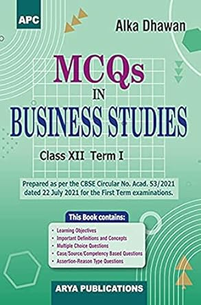 MCQS IN BUSINESS STUDIES, TERM - I, CLASS-XII