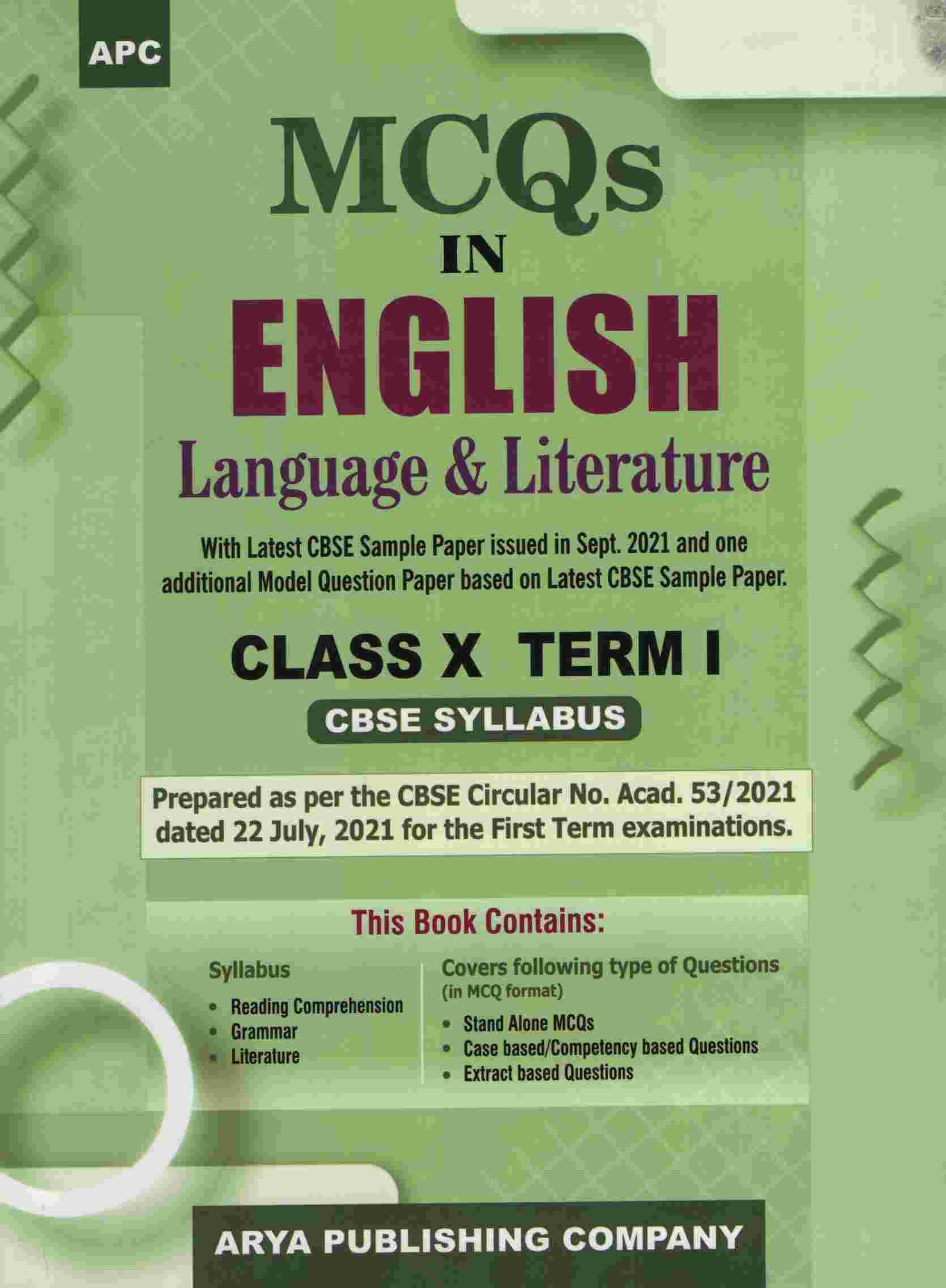 MCQS IN ENGLISH LANUAGE & LITERATURE CLASS 10 TERM I