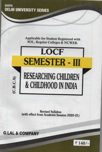 Researching Children & Childhood In India Semester - II