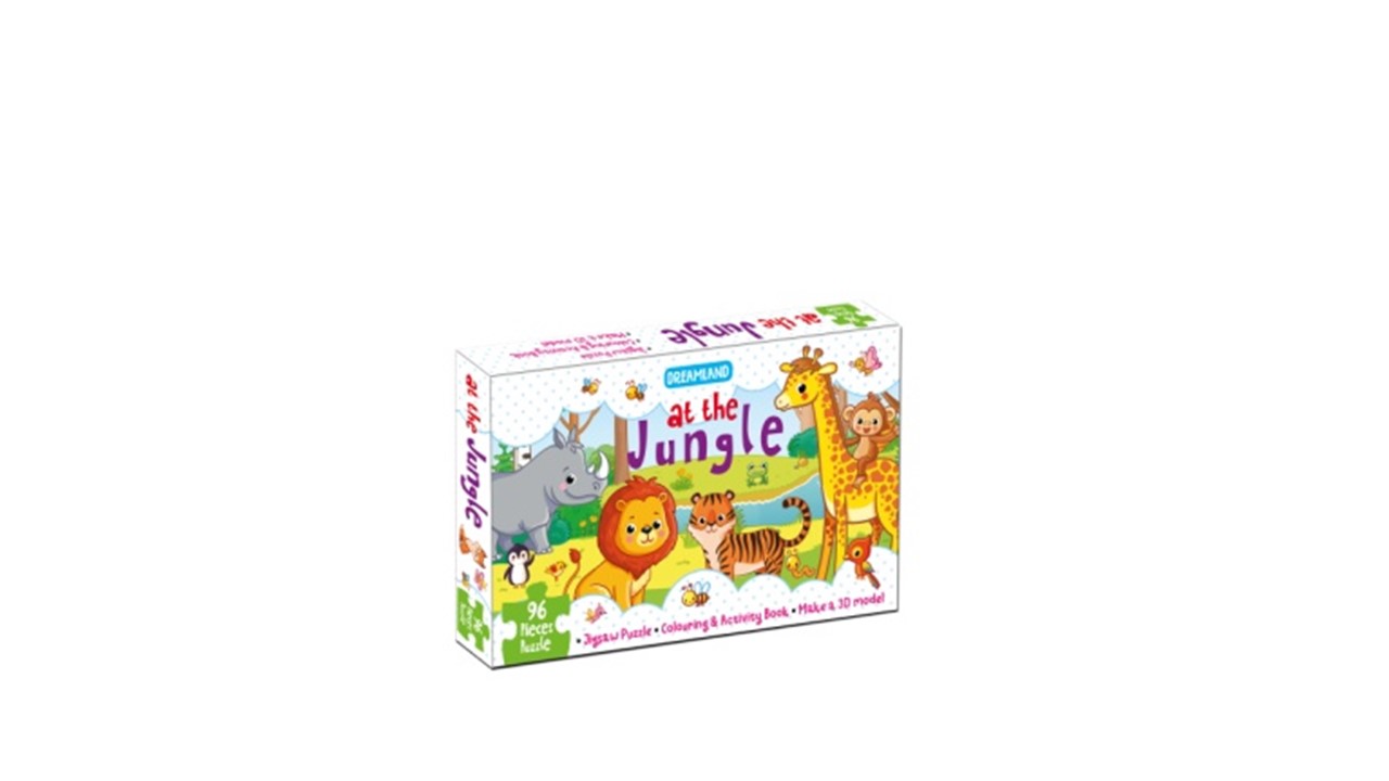 At the Jungle Jigsaw Puzzle for Kids – 96 Pcs | With Colouring & Activity Book and 3D Model