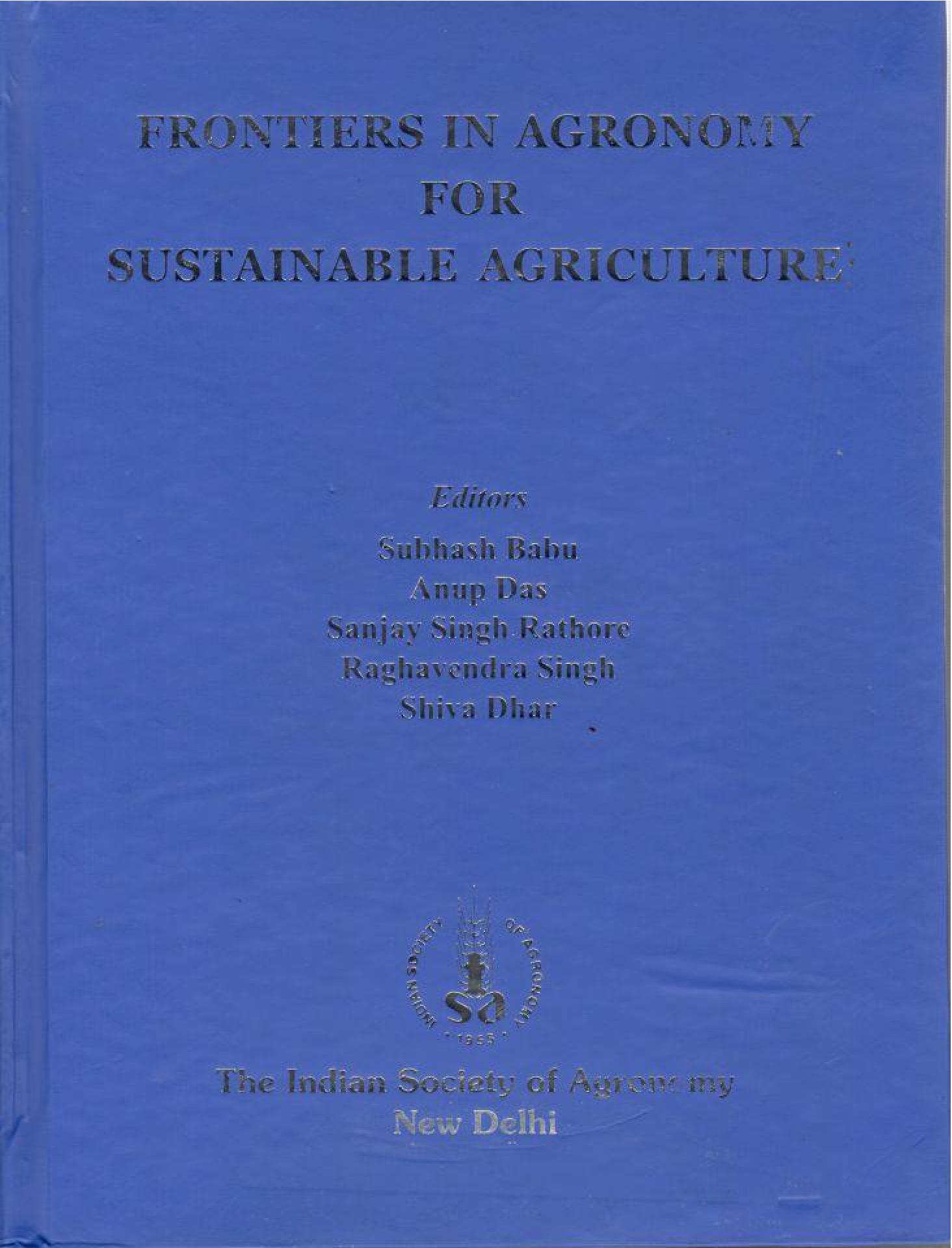 Frontiers in Agronomy for Sustainable Agriculture
