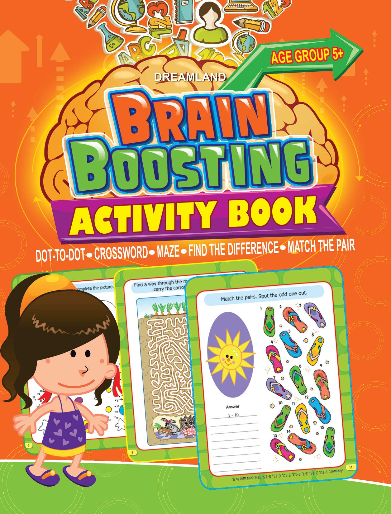 Brain Boosting Activity Book (Match the Pair, Find the Difference, Maze, Crossword, Dot-to-Dot)