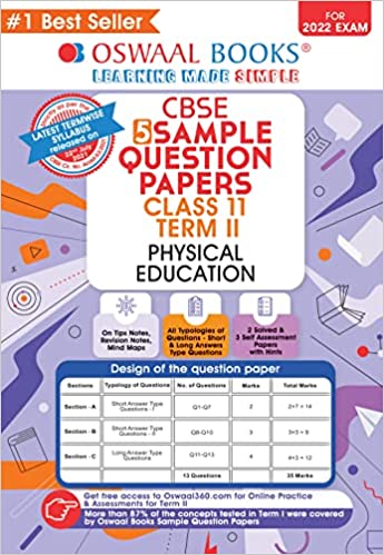 OSWAAL CBSE TERM 2 PHYSICAL EDUCATION CLASS 11 SAMPLE QUESTION PAPERS BOOK (FOR TERM-2 2022 EXAM)