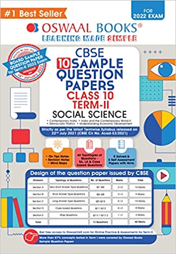 Oswaal CBSE Sample Question Paper For Term 2, Class 10 Social Science Book (For 2022 Exam