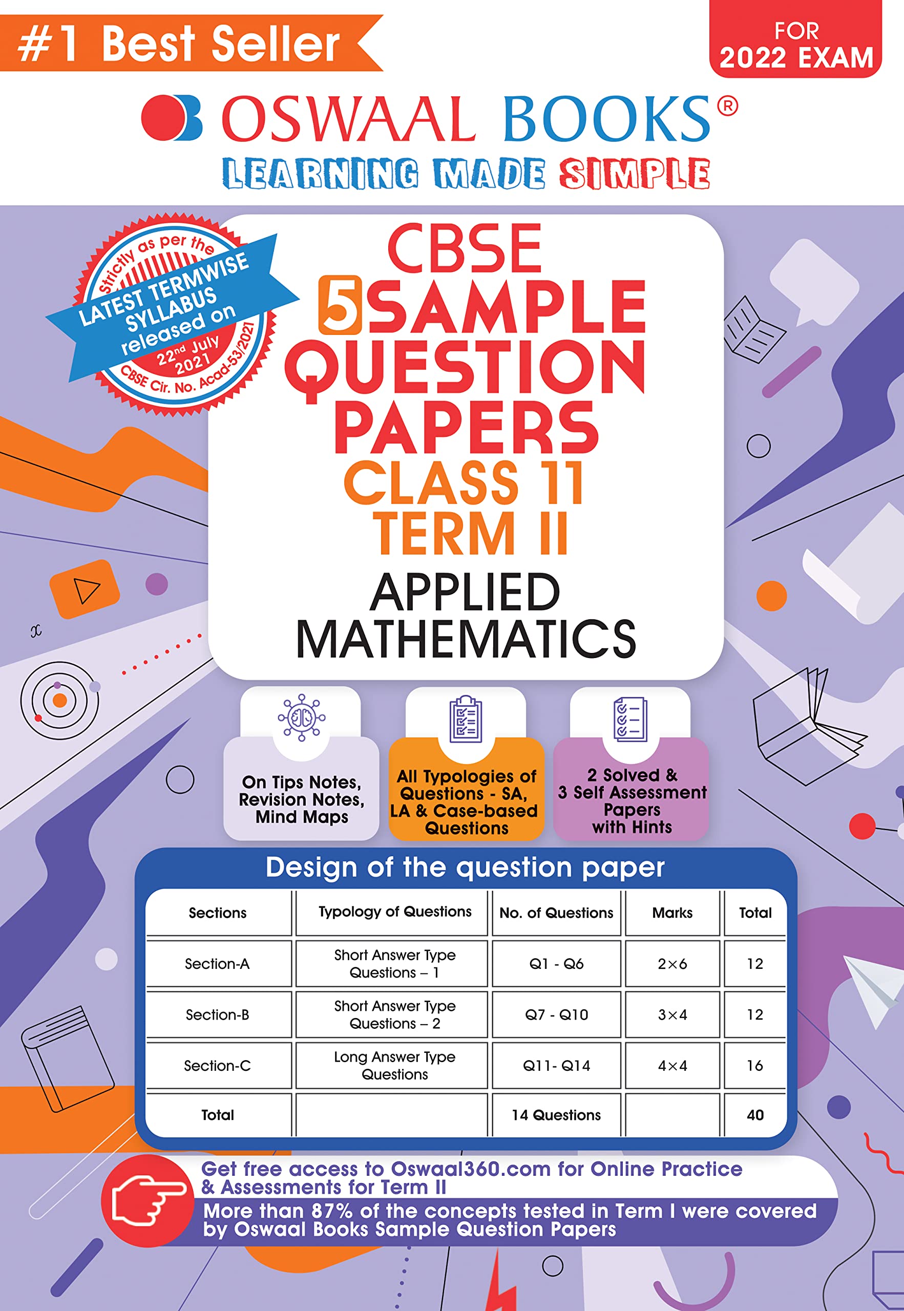 Oswaal CBSE Term 2 Applied Mathematics Class 11 Sample Question Papers Book (For Term-2 2022 Exam)