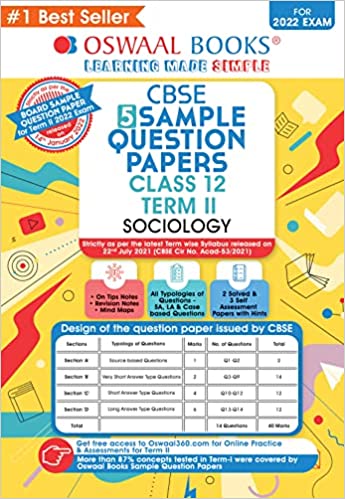OSWAAL CBSE TERM 2 SOCIOLOGY CLASS 12 SAMPLE QUESTION PAPERS BOOK (FOR TERM-2 2022 EXAM)