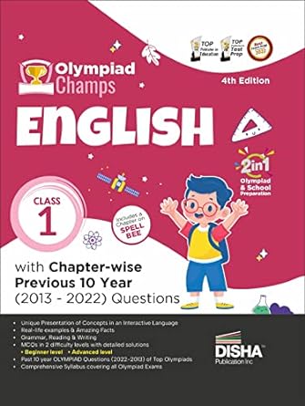 Olympiad Champs English Class 1 with Chapter-wise Previous 10 Year (2013 - 2022) Questions 4th Edition