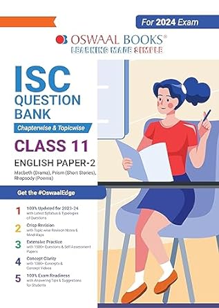 Oswaal ISC Question Bank Chapterwise and Topicwise Class 11 English-2 (For Exam 2024)