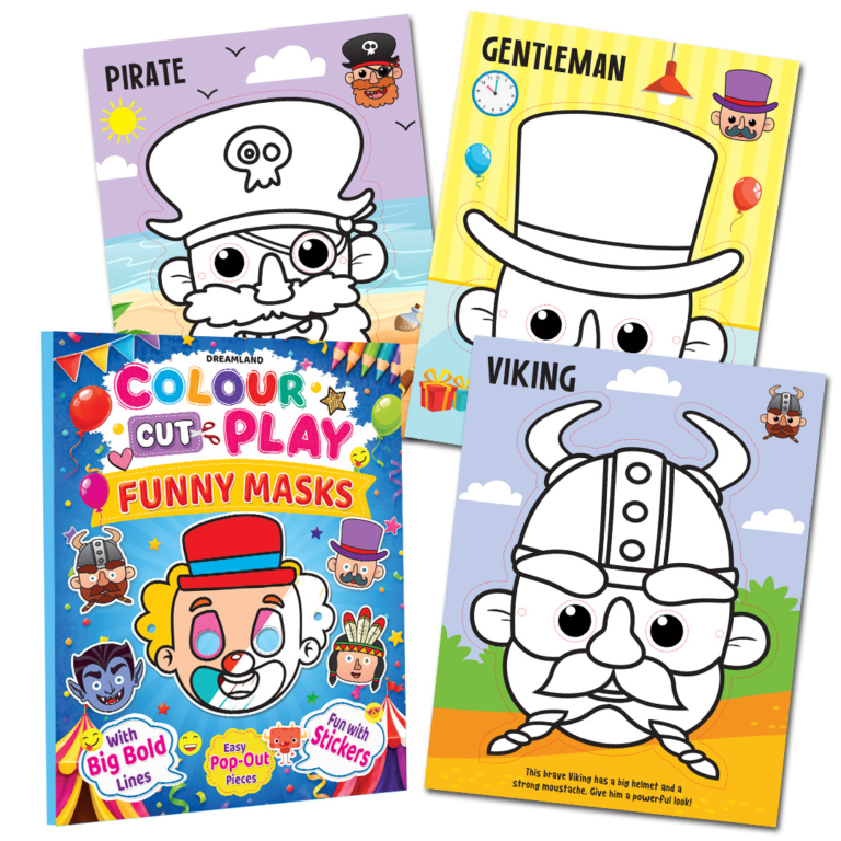 COLOUR CUT PLAY : FUNNY MASKS- A CREATIVE STICKER ACTIVITY BOOK FOR KIDS AGES 4 TO 8