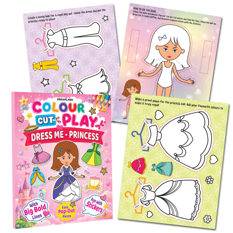 COLOUR CUT PLAY : DRESS ME PRINCESS- A CREATIVE STICKER ACTIVITY BOOK FOR KIDS AGES 4 TO 8
