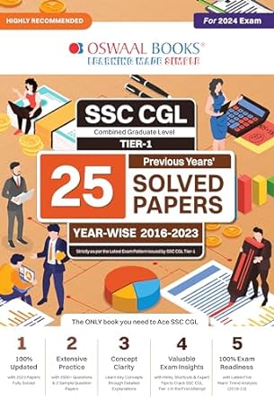 OSWAAL SSC CGL (COMBINED GRADUATE LEVEL) TIER-I 25 PREVIOUS YEARS SOLVED PAPERS | YEAR-WISE 2016-2023 | FOR 2024 EXAM