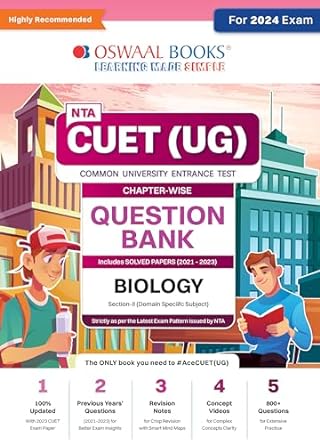 NTA CUET (UG)| QUESTION BANK CHAPTERWISE & TOPICWISE BIOLOGY FOR 2024 EXAM